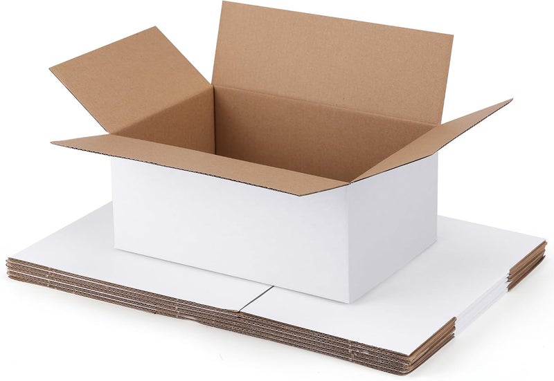 SPEPLA Shipping Boxes 10x7x5 Set of 6, White Corrugated Cardboard Box for Mailing Business Packaging - Image 1